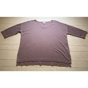 Pure J Jill Mauve V-Neck Tunic 3/4 Sleeves Sz Petite L Soft Casual‎ Minimal
